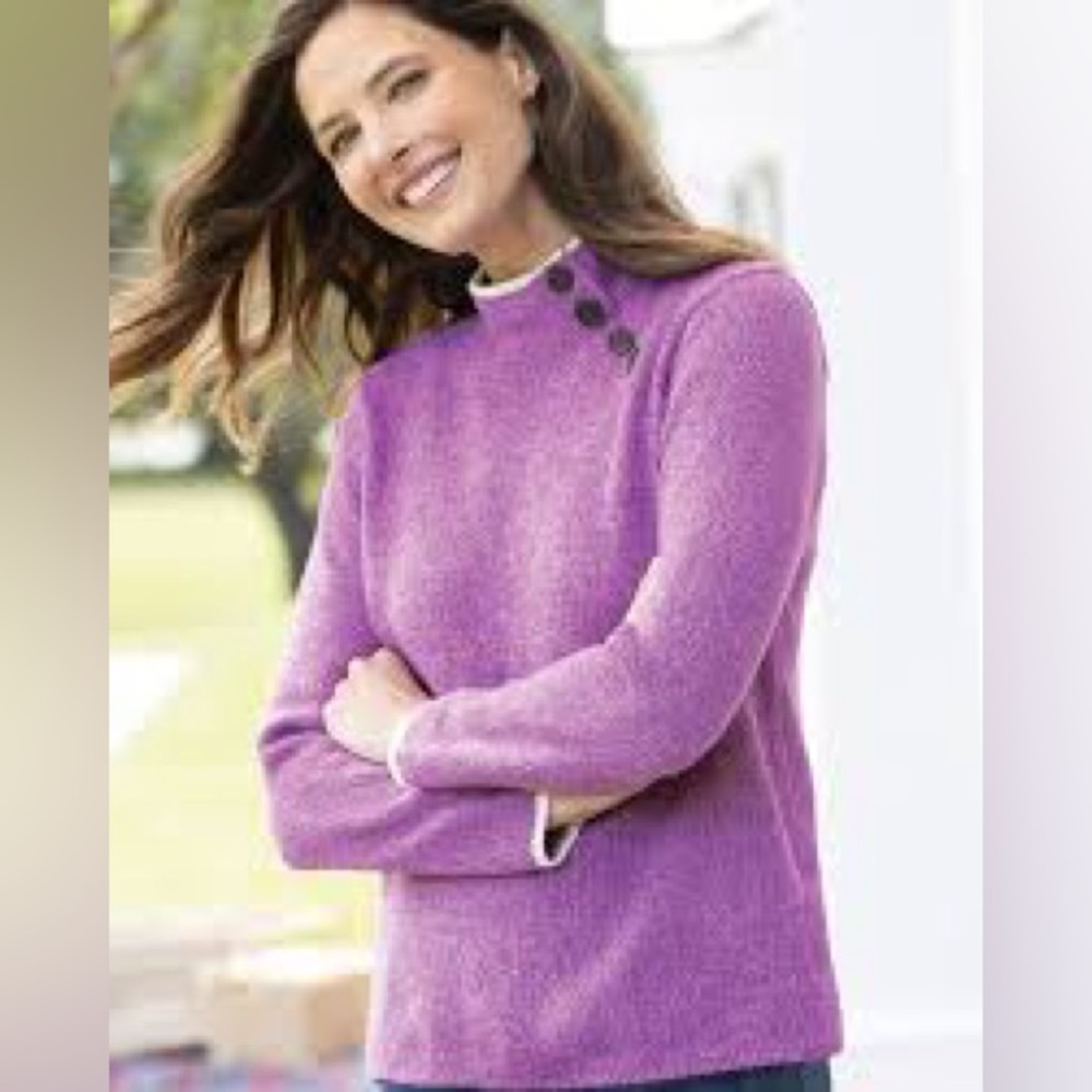 Appleseed’s Marled Tipped Side-Button
Henley Sweater